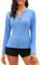 Tuopuda UV Shirt Damen Schwimmshirt Langarm Rash Guard mit Zip UPF 50+ UV Schutz Rashguards Badeshirt Langarmshirts Sportshirt für Wasser Strand Surfen Schwimmen S-XXL, Blau-A, L