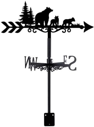 SUPERDANT Wetterhahn Mit Bärenfamilie Waldbär Wetterhahn fürs Dach Schwarze Aus Metall Schuppen Wetterfahne Tier Wetterfahnen Gartendekoration Für Bauernhaus Garten Außenbereich Hof Dachdekoration