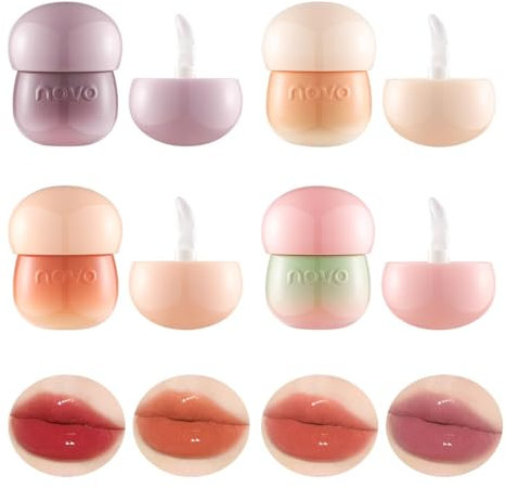 Lovelycat Blurring Pudding Pot Lip, Pudding Glow Lip Balm,Pudding Glow Lip Balm, Non-Sticky Glossy Tinted Lip Balm Makeup, Long-Lasting Waterproof (4PC, One Size)