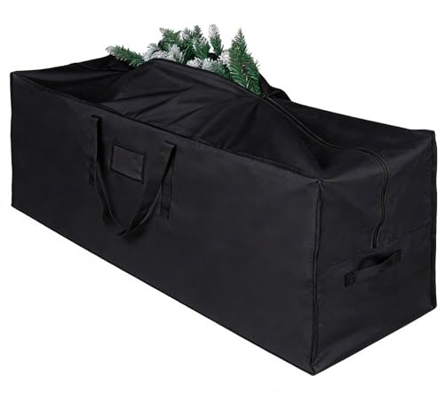 3er Set Weihnachtsbaum Tasche, Weihnachtsbaum Aufbewahrung für Künstliche Tannenbäume bis 240cm, Robuste 600D Oxford Tasche mit Reißverschluss Griffe (Schwarz, 1 XXXL & 2 kleine Taschen)