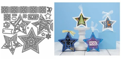 Sredwtk Stern 3D Box Stanzschablonen Schachtel Sterne Stanzschablonen Box Metall Prägeschablonen Stanzmaschine Stanzformen Schablonen für DIY 3D Hochzeitgeschenkbox Keksbox Süßigkeitenbox
