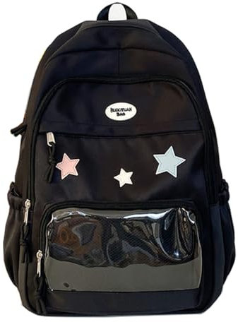 Howoodor Großer Ita Bag Rucksack mit Einsatz Klares Pin-Display Reise-Tasche für Anime Cosplay 15.6in Laptop Rucksack Ita Tasche mit Fenster Schwarz
