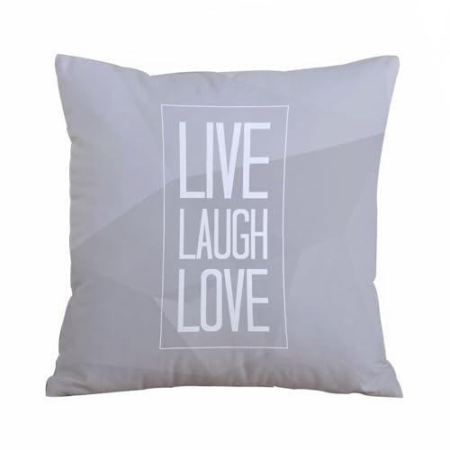 ERRTU Kissenbezug 45x45 cm,Live Laugh Love, Polygonales Hintergrundmuster in Graustufen mit Rechteck,Dekokissen Kissenbezüge Deko Kissen Bezug Wohnzimmer Zierkissen für Sofa Stuhl Bett Garten