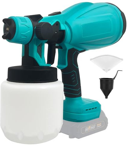 Cordless Fence Paint Sprayer Compatible with Makita 18V Battery, Electric Spray Gun with 800ml Tank for Home Interior and Exterior, Cabinets, House, Fence, Ceiling (Batteries Not Included)