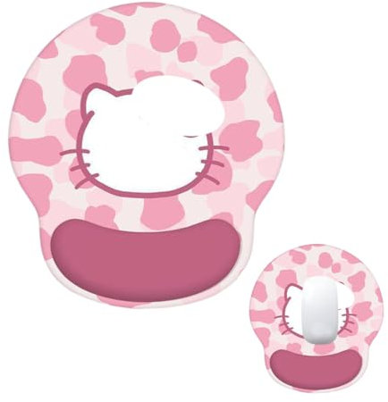 YOLMUNA Tapis de Souris Chat Kawaii,Tapis de Souris Ergonomique,Tapis de Souris avec Repose PoignetTapis de Souris en Gel Silicone, Base Antidérapante, pour la Maison/Bureau/Jeux, Rose