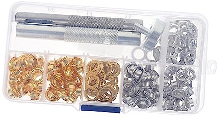 Angoily 100Sätze Teiliges Ösen Kit Für Professionelle Anwendungen Druckknöpfe Mit Installationswerkzeugen Für Vorhänge Zelte Kleidung Und Taschen Tragbar Und Leicht