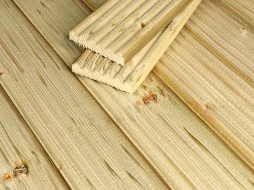eDecks Discount Decking Boards 94mm x 18mm, Pack of 10, Garden Decking Boards, Pressure Treated (Natural, 94mm x 18mm x 3m - Pack Of 10)