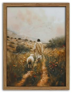Kunstdruck auf Leinwand, Motiv Jesus verlässt das 99 Schaf, christliche Wanddekoration, Bild, Jesus und Lamm, Gemälde Das verlorene Schaf, Poster, Drucke für Wohnzimmer, Schlafzimmer, Kirche, Gebet