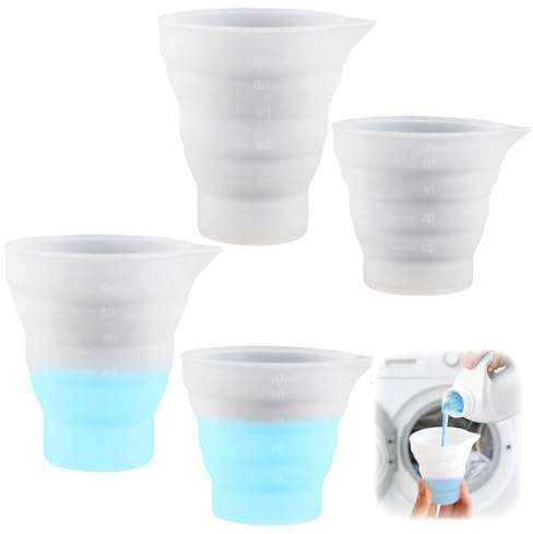 4Pcs Dosing Ball for Liquid Detergent Silicone Laundry Liquid Dosing Foldble Reusable Soap Measuring Cups Laundry Detergent Dispenser for Washing Liquid Dispenser for Molds Baking Labs (50ml & 100ml)