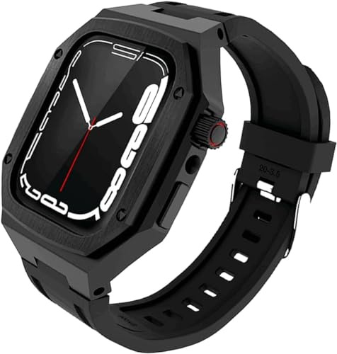 CEKGDB Cinturino in gomma per cassa dell'orologio in lega da 49 mm, 45 mm, 44 mm, per Apple Watch Ultra 8 7 6 5 4 SE Series, kit di conversione cinturino in acciaio inossidabile