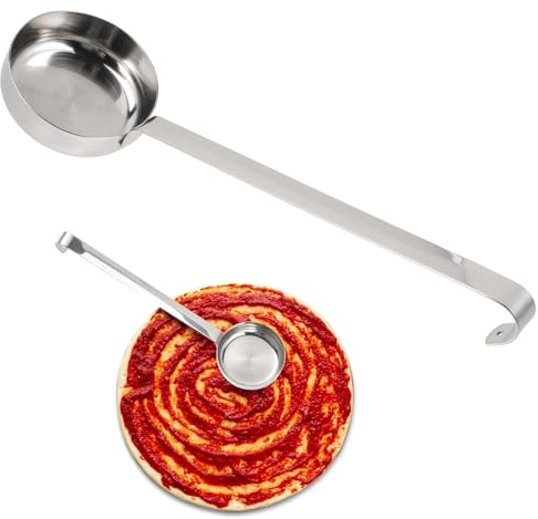 TINEASUR Louche à Pizza en Acier Inoxydable Plate Cuillère Doseuse pour Sauce Ustensile la Cuisine Résistant pour Pizzeria et Usage Domestique Louche Pratique pour Sauce à Pizza Outil