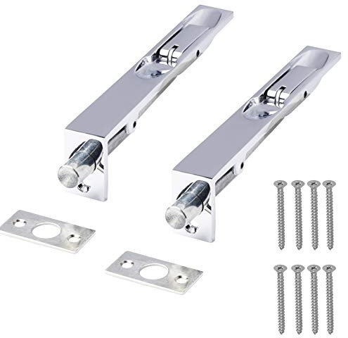 2X Chrome Door Edge Lever Flush Bolts - Corner/Frame/Slide Floor/Ground Locks