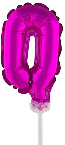 Funny Fashion Folienballon mit Stab 25 cm - Zahl 0 rosa