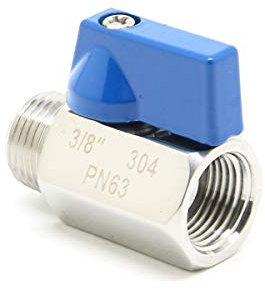 QiiMii New 3/8 Stainless Mini Ball Valve NPT Famale x Male Thread SS304