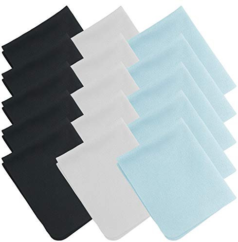 Anvin 15 Pack Microfiber Cleaning Cloths Lint Free Cloth for Cleaning Lenses, Glasses, Electronics Screens, Cell Phone and Other Delicate Surfaces (6x7 Inch, Black/Grey/Light Blue)