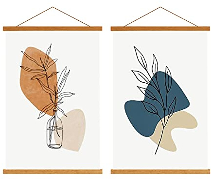 Sanauto B0 Posterleiste Posterschiene Posterleisten 100CM, Magnet Magnetische Holz Poster Aufhänger Halter Rahmen Leisten Bilder Bild Bilderleiste Bilderrahmen 100x70 (100cm, Teak, 2 Packungen)