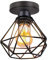 iDEGU Industrielle Deckenleuchten 16cm Retro Deckenlampe aus Eisen Lampenschirm in Käfig Design Vintage Pendelleuchte E27 Lampe für Flur Küche Wohnzimmer Schlafzimmer Dekoration (Schwarz)