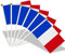 AhfuLife 15Pcs Petit Drapeau Francais, Mini Drapeaux France avec Poteau Solide Blanc de 30cm pour Décor Eurovision Jardin Bar Euro Football Match, Coupe du Monde, Fête Nationale -14 x 21cm