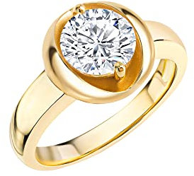 Zeeme Basic Damen Ring 925/- Sterling Silber Glänzend Zirkonia gelb 360272317-1