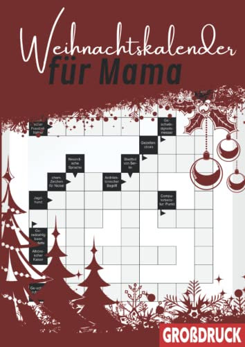 Weihnachtskalender für Mama: Kreuzworträtsel im Großdruck für eine großartige Frau
