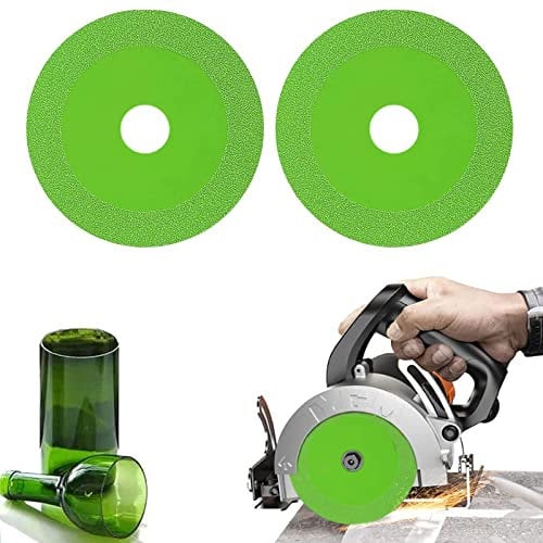 Monsully Glass Cutting Disc, 125mm New Glass Cut Off Wheel Diamond Cutting Disc Super Thin Diamond Tile Blade Cutting Wheel for Angle Grinder Glass Jade Crystal Wine Bottles (2 Pcs), Green