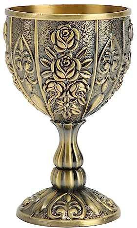 Kuuleyn Metallgeprägter Weinbecher, Vintage-Schnapsgläser aus Metall, Vintage-Kelch, Wein-Likör-Becher, Blumenmuster, Exquisite Details, Metall-Weinbecher Für Heimgeschenke(Bronze)