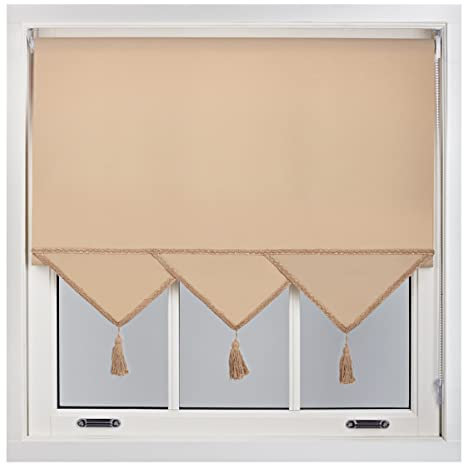 FURNISHED Rollo mit Dreieckskante und Metallbeschlägen, zuschneidbare, Nicht verdunkelnde Hochleistungsbeschläge, Klassische Dreiecksjalousien für Tageslichtfenster - Cappuccino, 170cm x 165cm