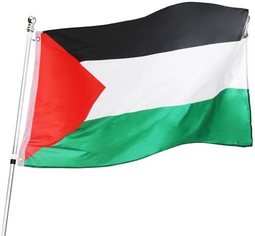 Palestine Flag - Pack of 2 - Large 5ft x 3ft Palestinian Flag with Grommets - Football, Rugby, Sporting Events, Street Parties, Festivals and Celebrations