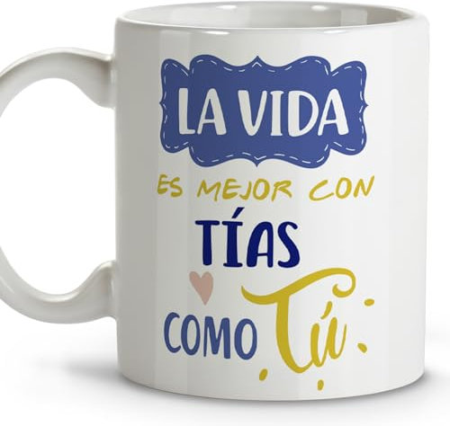LolaPix Regalos para tia. Tazas desayuno. Regalo tía. Regalos para mi tía. Taza cerámica 330 ml.