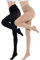 CozyWow Blickdicht Damen Strumpfhose Elastisch Semi Stützstrumpfhose in 25 Farben(Schwarz+Beige,2XL-3XL)