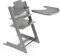 Trona Tripp Trapp de Stokke (Gris Tormenta) Con Bandeja (Blanco) - Incluye Silla, Baby Set 2 Para Niños de 6 a 36 Meses - Ajustable y Fácil de Limpiar