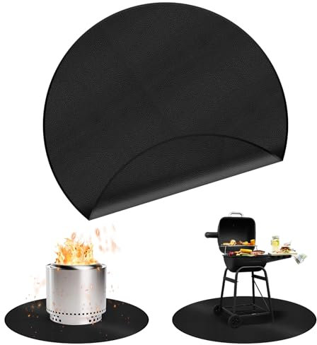 40 3-Ply Round BBQ Mat for Solo Stove Bonfire, Easy Clean Reusable Waterproof Fireproof Pads for Under Fire Pit, Charcoal Grills, Griddles and Smokers