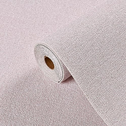 Papier peint autocollant 3D en lin rose, insonorisant, imperméable, couleur unie, en relief, revêtement mural épais