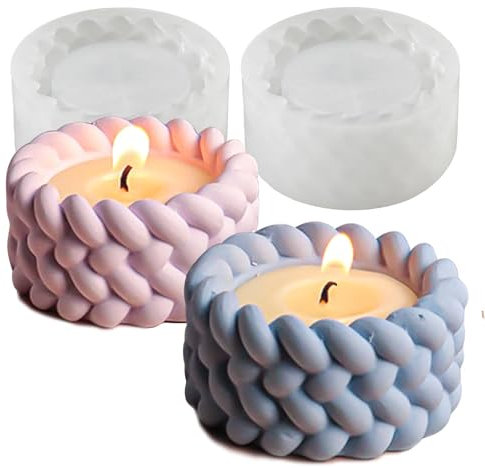 Set di 2 stampi in silicone per candele e vasi di fiori, stampi per candele, per calcestruzzo, gesso, resina epossidica, stampi riutilizzabili in silicone