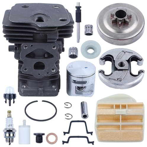 AOIUU Compatible con Motosierra hus-qvarna 445 445e 450 450e, Piezas de Repuesto for Herramientas de jardín, Kit de Tambor de Embrague de pistón de Cilindro de 44 mm