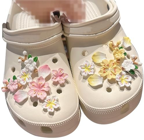 BSITSSS 16 Pièces Décorations de Chaussures de Bricolage, Fleur de Pêcher Bijoux de Chaussures, Fleur Breloques de Chaussures, Charmes De Chaussure, Décorations De Fête Cadeaux D'Anniversaire
