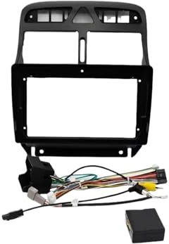 Marco De Radio para Peugeot 307 307CC 2002-2013 Marco DVD Coche 9 Pulgadas Kit Molduras Tablero Instrumentos Radio Reproductor Multimedia Pantalla Grande(Frame Cable Silver)