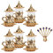 Set of 6 Handmade Turkish Tea Water Zamzam Glasses and Saucers (Gold)