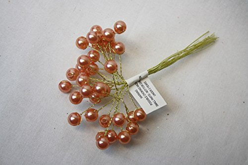 Rose Gold Pearl with Gold Wire Spray 10mm