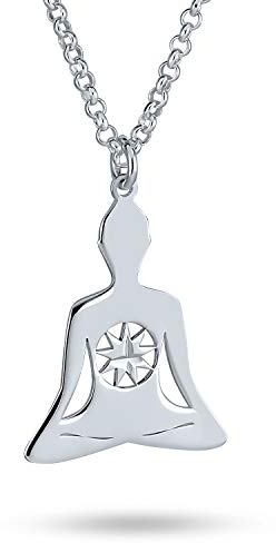 Mediation Celestial Buddha Heptagramm Sanskrit Symbol Yoga Medaillon Aum Om Ohm Halskette Anhänger Für Frauen Teens Männer Halskette Kreis Scheibe Oxidiert .925 Sterling Silber