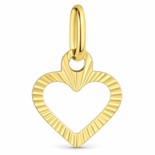 Rodium - 585 Gold Anhänger - Damenschmuck - Herzförmiger Anhänger aus 14 Karat Gelbgold für stilvolle Eleganz und zeitloses Design