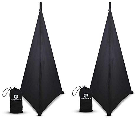 PRORECK 2 x Lautsprecherständer-Abdeckung, Stativständer, 360-Grad-Abdeckung, Schwarz