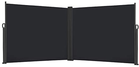 UISEBRT Doble Toldo Lateral Retractil Exterior para Balcón, Terraza, Jardín, 160 x 600 cm, Antracita