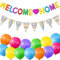 26 Stück Willkommen Zuhause Welcome Home Herzlich Girlande Luftballons Banner Satz Enthält 24 Stück Luftballons, 1 Herzlich Girlande Banner, Wimpelbanner für Hochzeit, Fest, Weinachten Deko
