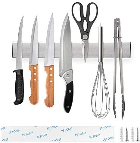 Ninonly Messermagnetschiene Ohne Bohren Magnetschiene für Messer 30cm(12inch) Magnetleiste Messer Selbstklebend Magnetischer Messerhalter Wandhalterung für Messer Küchenutensilien Werkzeugen