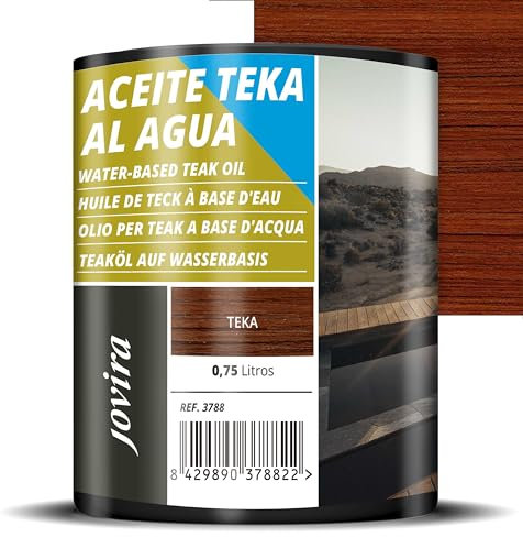 JOVIRA PINTURAS Aceite Teka al Agua, Protección y restauración de la madera Teca en intemperie (750 Mililitros, Teka) E-26