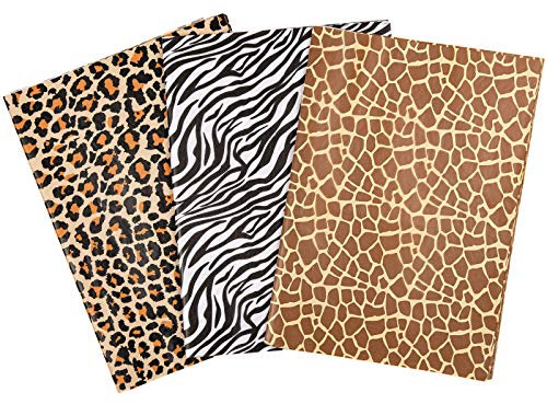 Whaline Seidenpapier mit Tierfelldruck, 90 Blatt, Leopardenmuster, Zebra, Giraffe, 3 Stile, gemustert, Geschenkpapier, Sortiment für Geburtstag, Urlaub, Geschenktüten, 35.6 x 50.8 cm