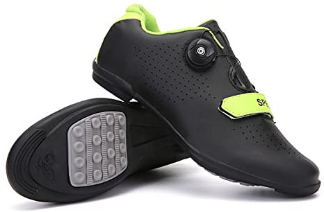 LZQpearl Fahrradschuhe Herren, Rennrad Und Mountainbike Schuhe Mit Gummisohle, Atmungsaktive, rutschfeste No-Lock Fahrradschuhe Mit Schnell Rotierendem Schnürsenkelsystem (Black,44)