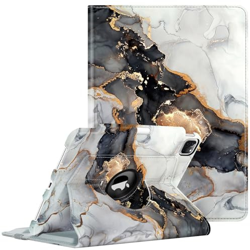 FINTIE Custodia rotante compatibile con iPad Pro 11 (2022/2021/2020/2018, 4a/3a/2a/1a generazione) - Custodia girevole a 360 gradi con portapenne, accensione e spegnimento automatico, marmo nuvoloso