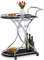 Relaxdays Servierwagen, 2 Etagen, Flaschen- & Gläserhalter, Glas & Chrom, HBT: 88x76x49 cm, Küchenwagen, schwarz/Silber